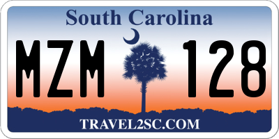 SC license plate MZM128