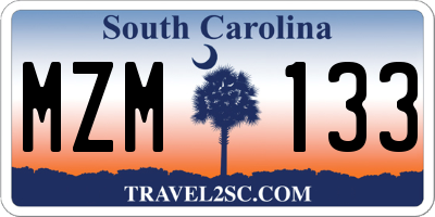 SC license plate MZM133