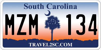 SC license plate MZM134