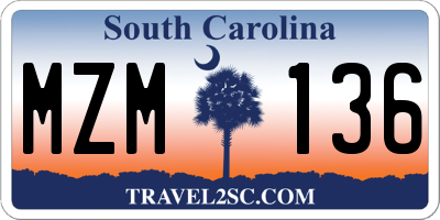 SC license plate MZM136