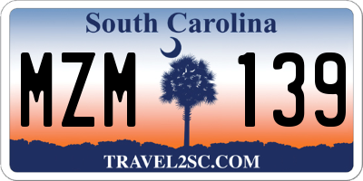 SC license plate MZM139