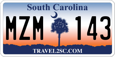 SC license plate MZM143