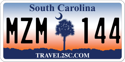 SC license plate MZM144