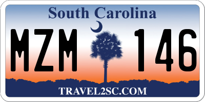 SC license plate MZM146