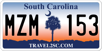 SC license plate MZM153