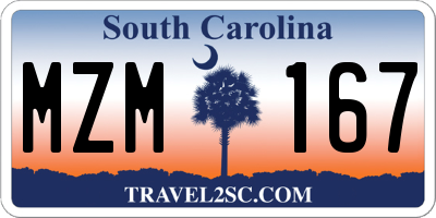 SC license plate MZM167
