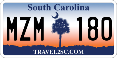 SC license plate MZM180