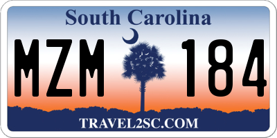 SC license plate MZM184