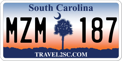 SC license plate MZM187