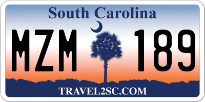 SC license plate MZM189