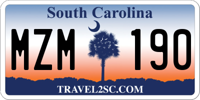 SC license plate MZM190