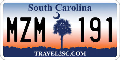 SC license plate MZM191