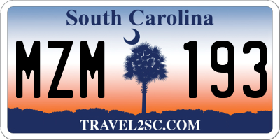 SC license plate MZM193
