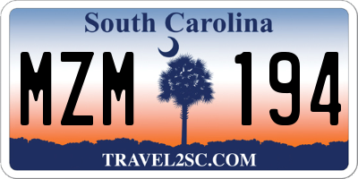 SC license plate MZM194