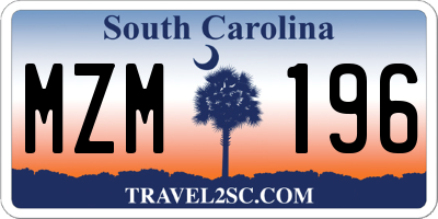 SC license plate MZM196