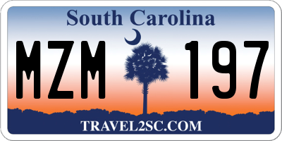 SC license plate MZM197