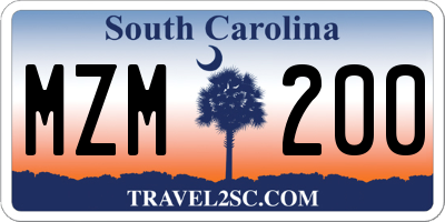 SC license plate MZM200