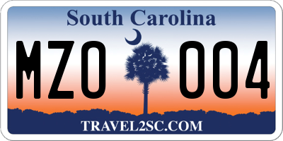 SC license plate MZO004