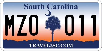 SC license plate MZO011