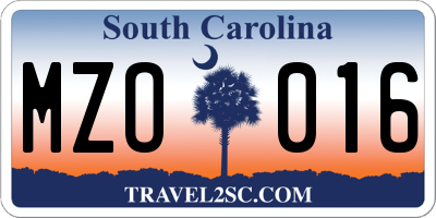 SC license plate MZO016