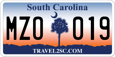 SC license plate MZO019