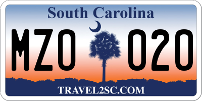 SC license plate MZO020