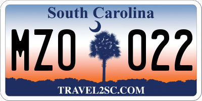 SC license plate MZO022