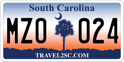 SC license plate MZO024