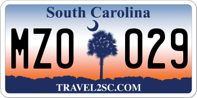 SC license plate MZO029