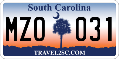 SC license plate MZO031