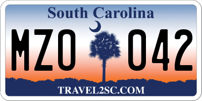 SC license plate MZO042