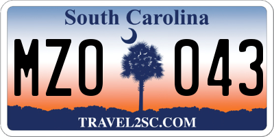 SC license plate MZO043