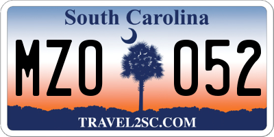 SC license plate MZO052