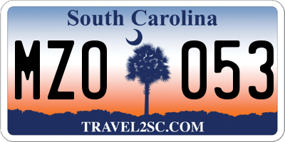 SC license plate MZO053