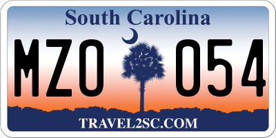 SC license plate MZO054
