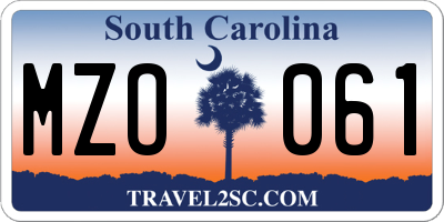 SC license plate MZO061