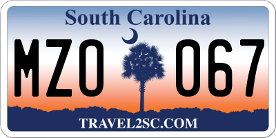 SC license plate MZO067