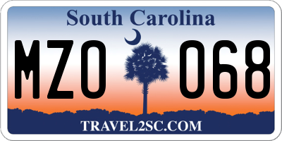 SC license plate MZO068