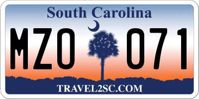 SC license plate MZO071