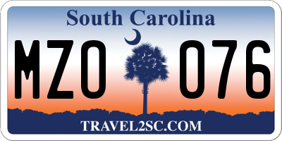 SC license plate MZO076