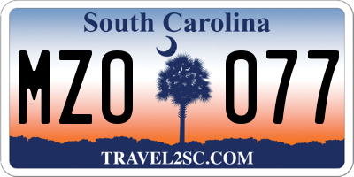 SC license plate MZO077