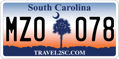 SC license plate MZO078