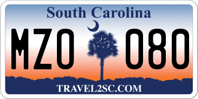 SC license plate MZO080