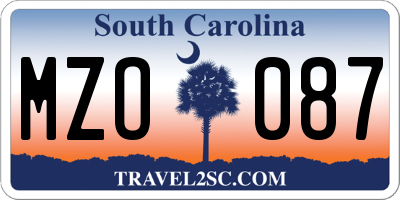 SC license plate MZO087