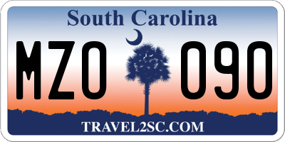 SC license plate MZO090
