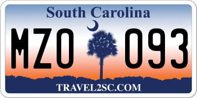 SC license plate MZO093