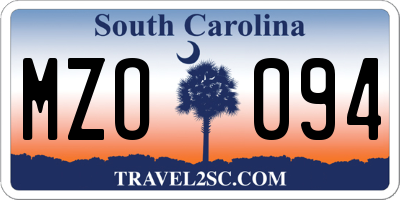 SC license plate MZO094