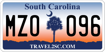 SC license plate MZO096