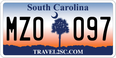 SC license plate MZO097