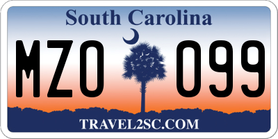 SC license plate MZO099